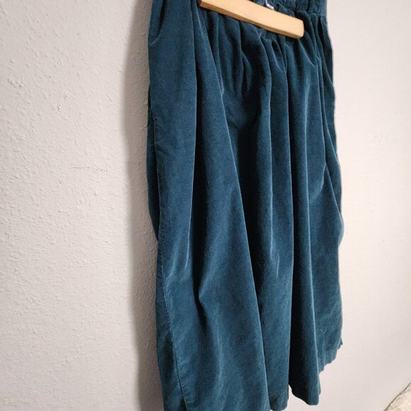 Eddie Bauer Women's Vintage Long Green Cottagecore Pleated Corduroy Skirt 12 - Picture 5 of 8